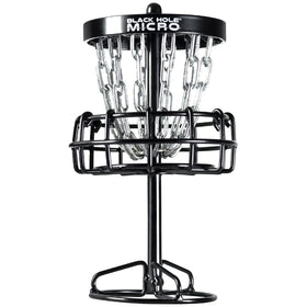 MVP Disc Sports Black Hole Micro Disc Basket 6inch stand for compact indoor practice.