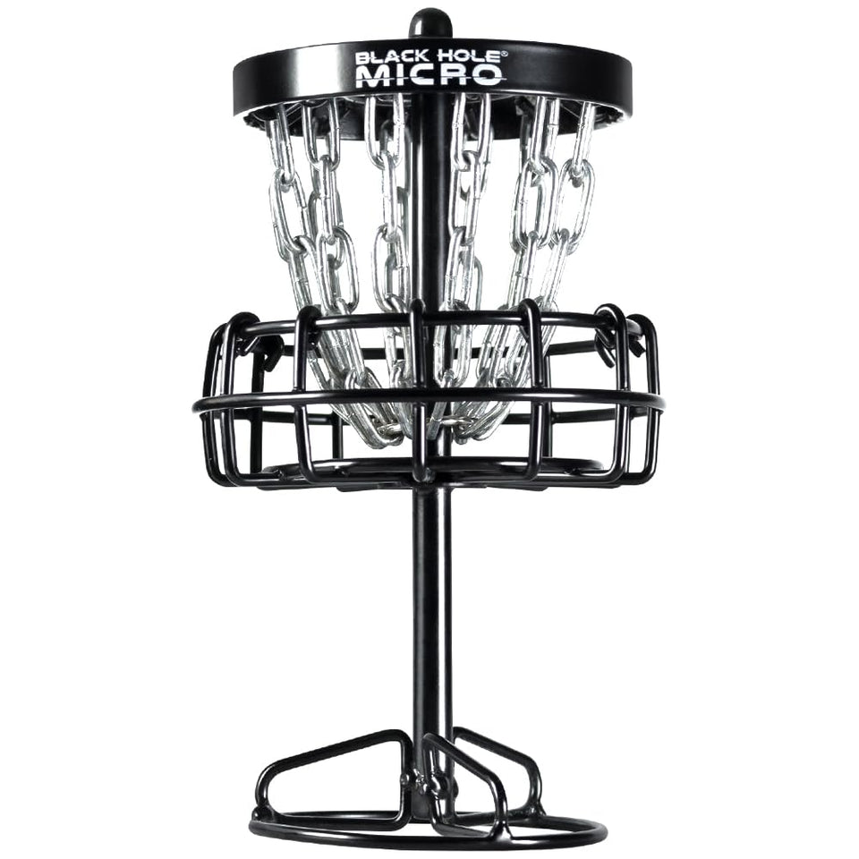 MVP Disc Sports Black Hole Micro Disc Basket 6inch stand for compact indoor practice.