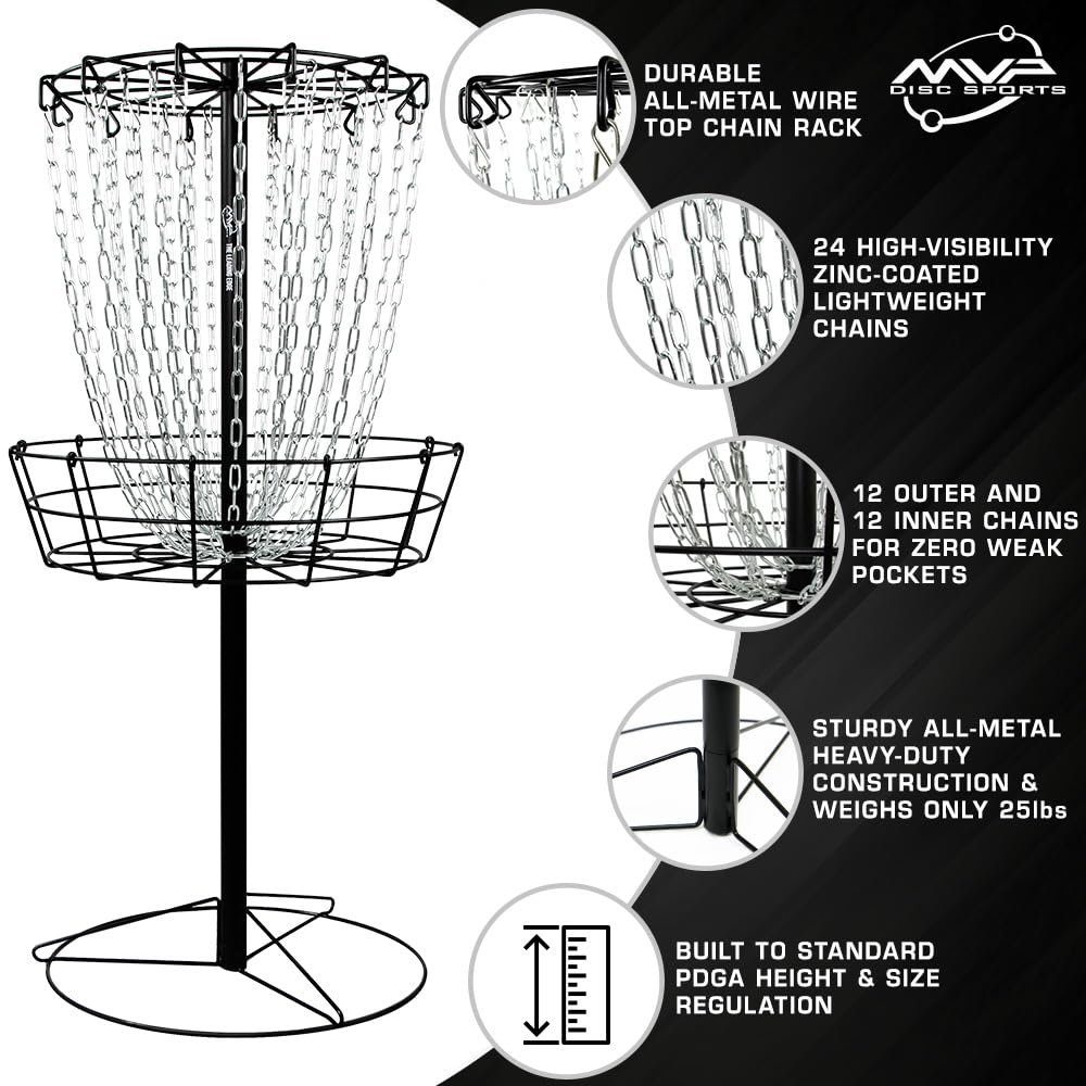 MVP Disc Sports Black Hole Practice Basket collapsed for easy portable transport.