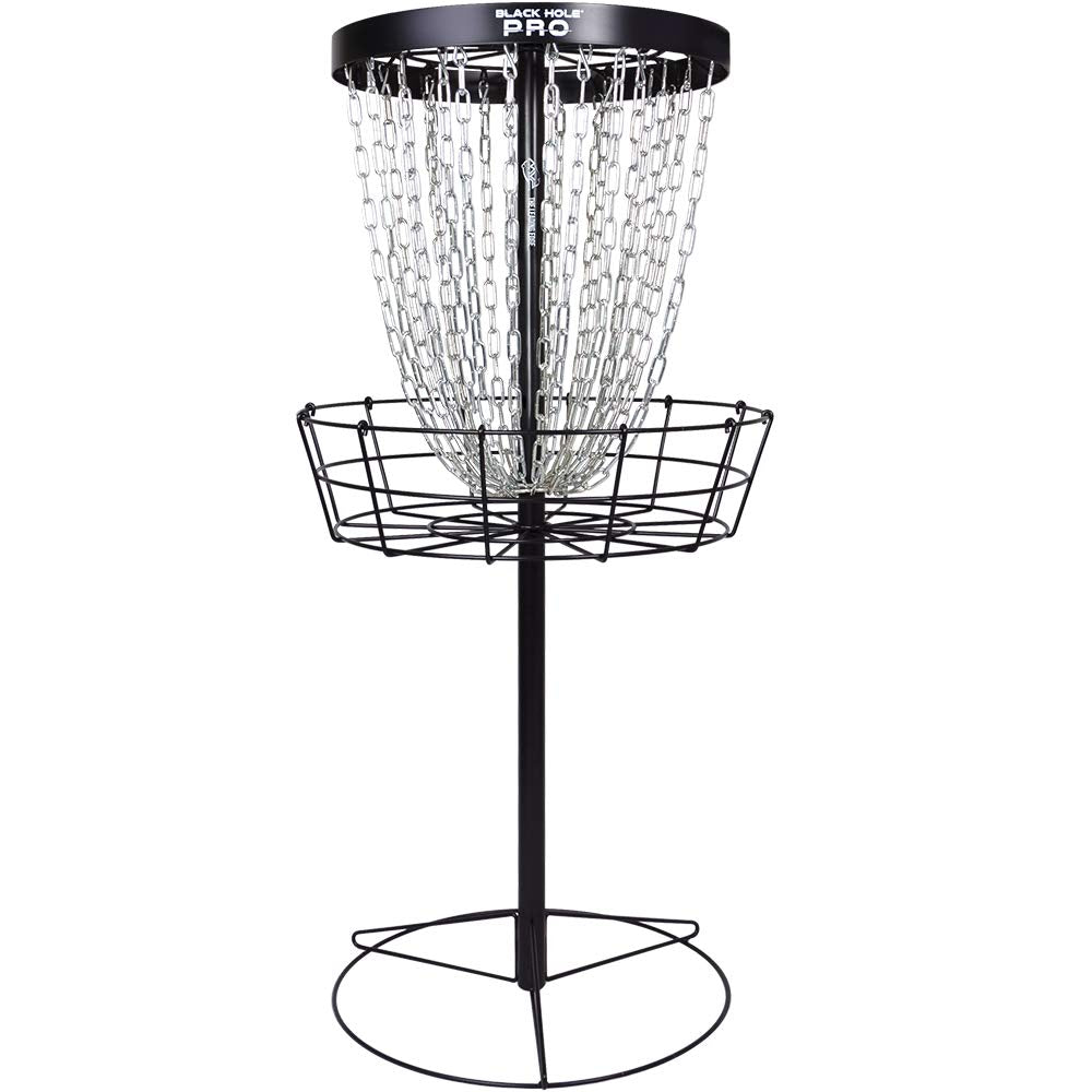 MVP Black Hole Pro 24-chain basket base ensures stable backyard practice.