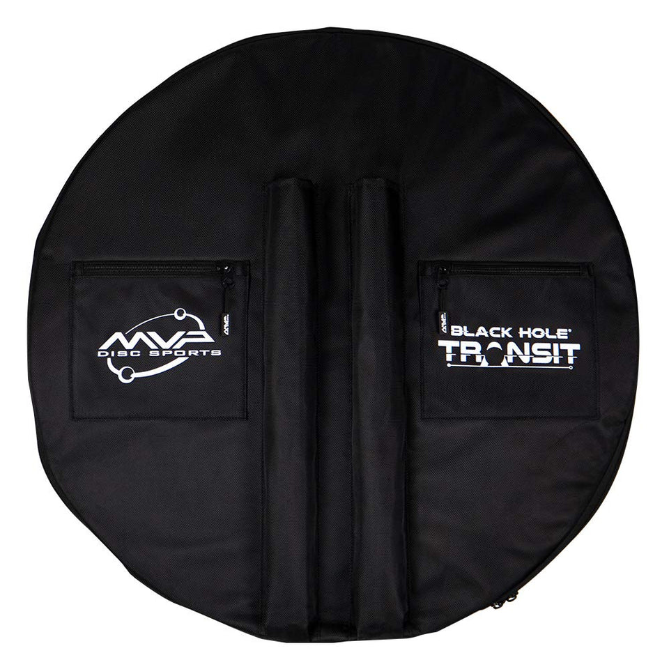 MVP Disc Sports Black Hole Transit Bag with rugged 1680D polyester for durable transport.
