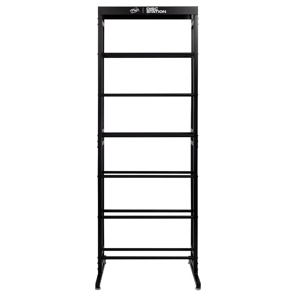 MVP Disc Sports Disc Station assembly-ready display for garage or room organization.
