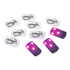 MVP Disc Sports flat LED Tri-lite magenta front view, easy attachment for night play.