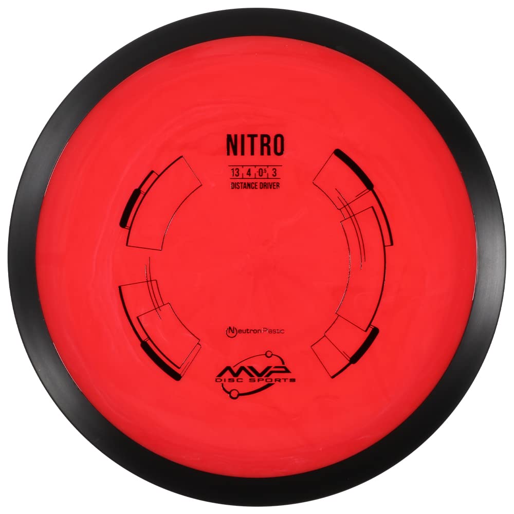 MVP Disc Sports Neutron Nitro distance driver in-flight for controlled distance.