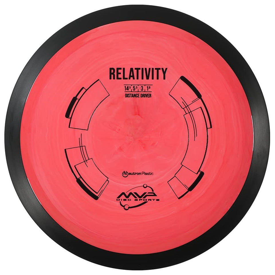 MVP Disc Sports Neutron Relativity front view shows premium plastic for reliable distance drives.