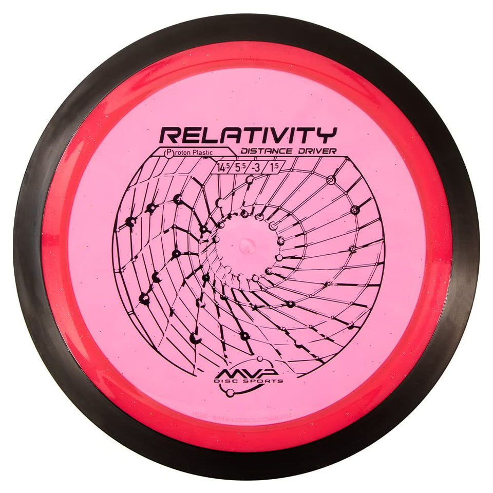 MVP Relativity front view in Proton plastic, optimized for distance throws.