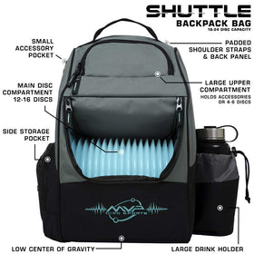 MVP Disc Sports Shuttle upper compartment provides extra disc storage on the course
