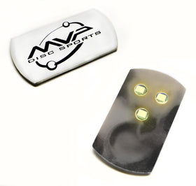 MVP Tri-Lite LED lights set, bright yellow disc golf lights for gameplay at dusk.