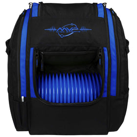 MVP Disc Sports Voyager Lite backpack front view with spacious main compartment for 18+ discs.