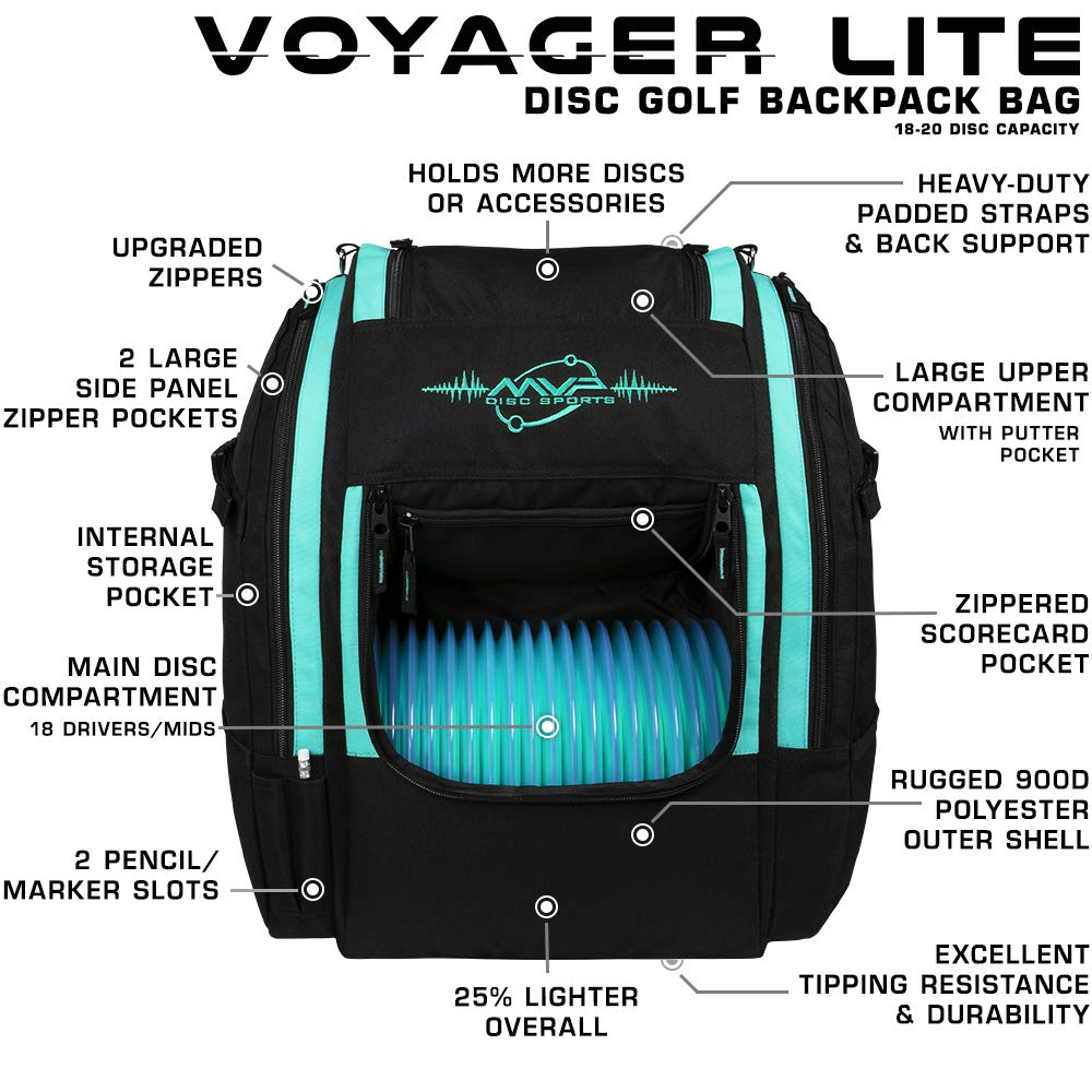 MVP Voyager Lite backpack back view highlighting padded shoulder straps for comfort