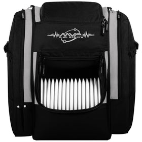 MVP Disc Sports Voyager Lite front view showing spacious main compartment for 18+ discs