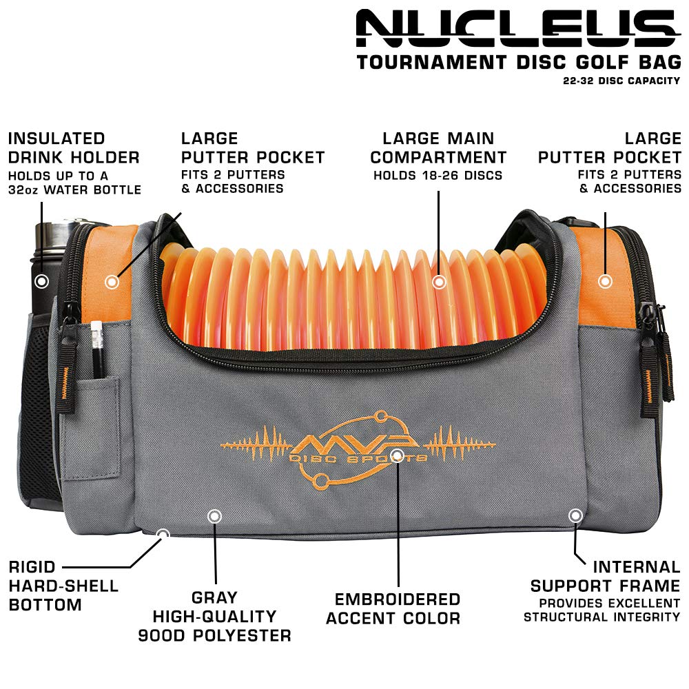 MVP Disc Sports Nucleus orange dual putter pockets for quick access during play