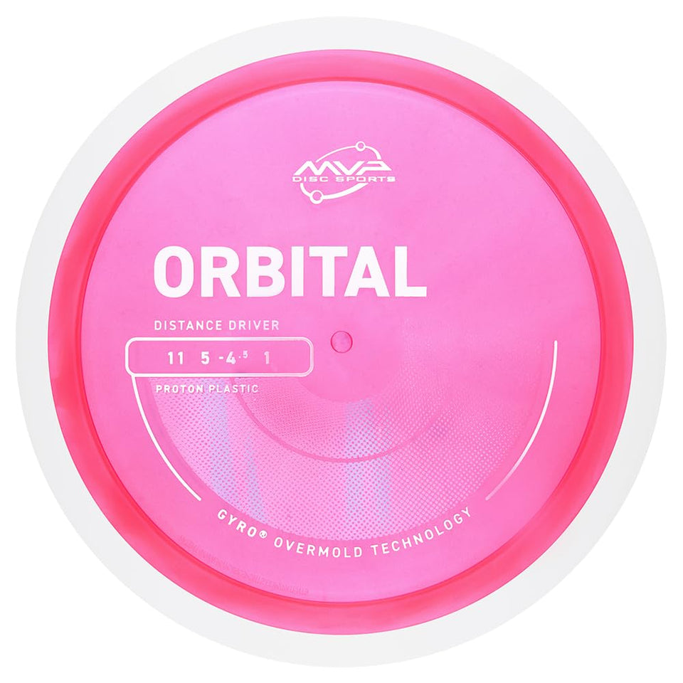 MVP Proton Orbital distance driver in flight for straight distance goals.