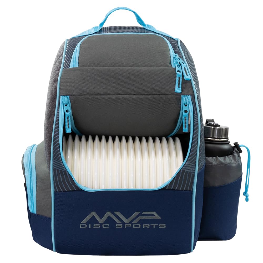 MVP Shuttle backpack front view showing roomy main compartment for up to 18 discs.