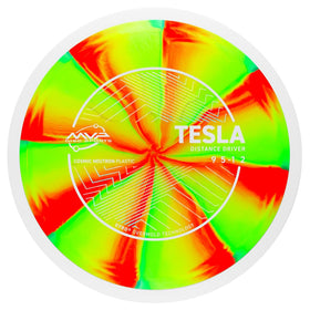 MVP Tesla Cosmic Neutron front view highlights long-range stability for accurate throws.
