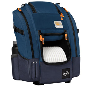 MVP Voyager Slim blue backpack showing enhanced back padding for fatigue-free rounds