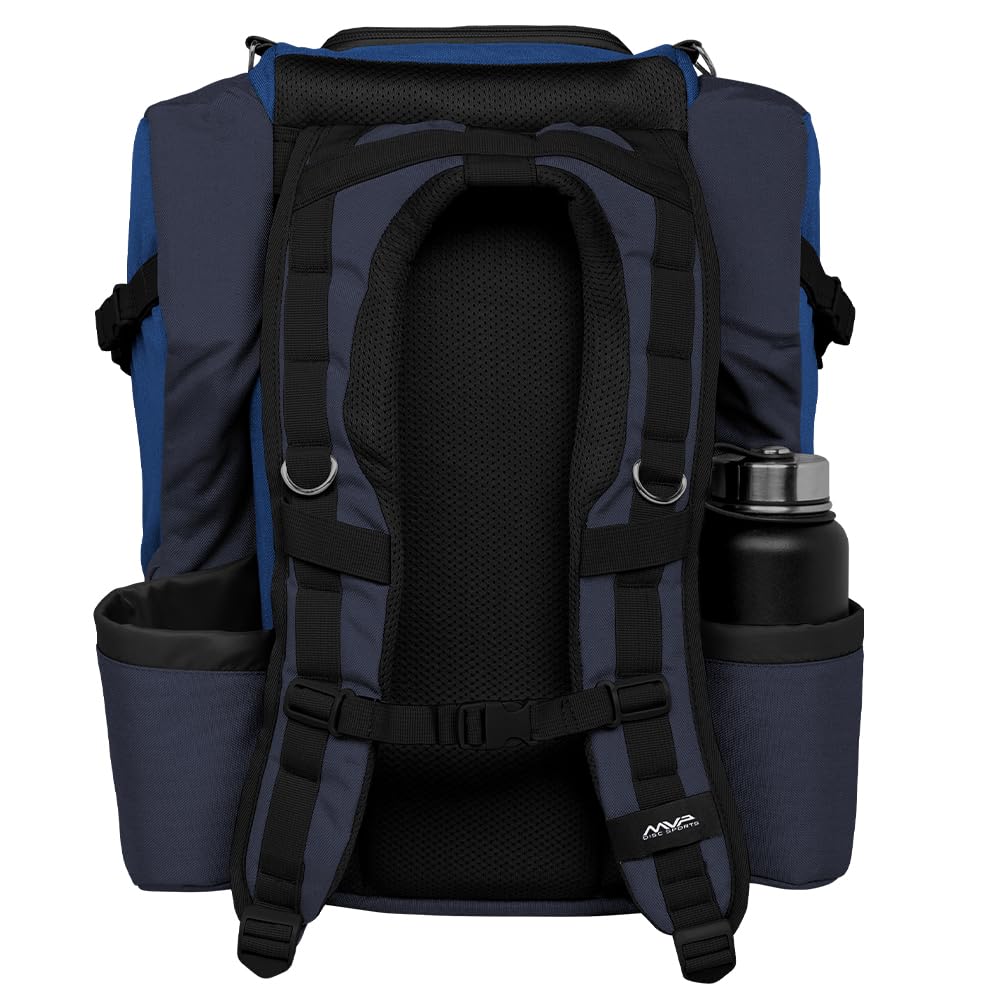 MVP Voyager Slim blue upper storage compartment keeps discs secure and reachable