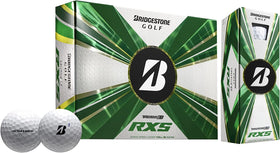 MX Seven Bridgestone Tour B RXS white ball front shot emphasizes visibility on fairways and greens.