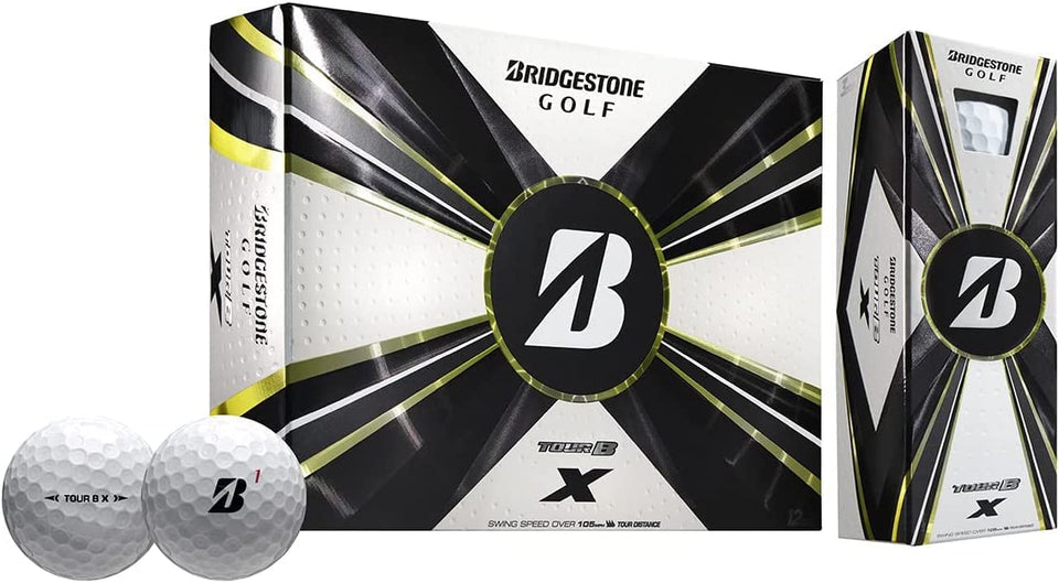 MX Seven Bridgestone Tour B X white ball pack on green for visibility.