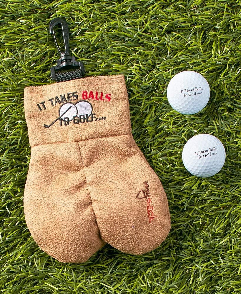 MY SACK premium golf ball storage bag attached to bag clasp for quick on-course access.