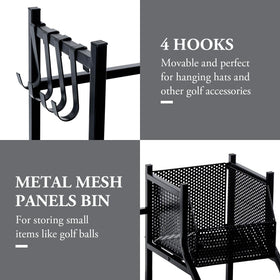 MyGift stand with four shelves stores shoes and gear for easy access
