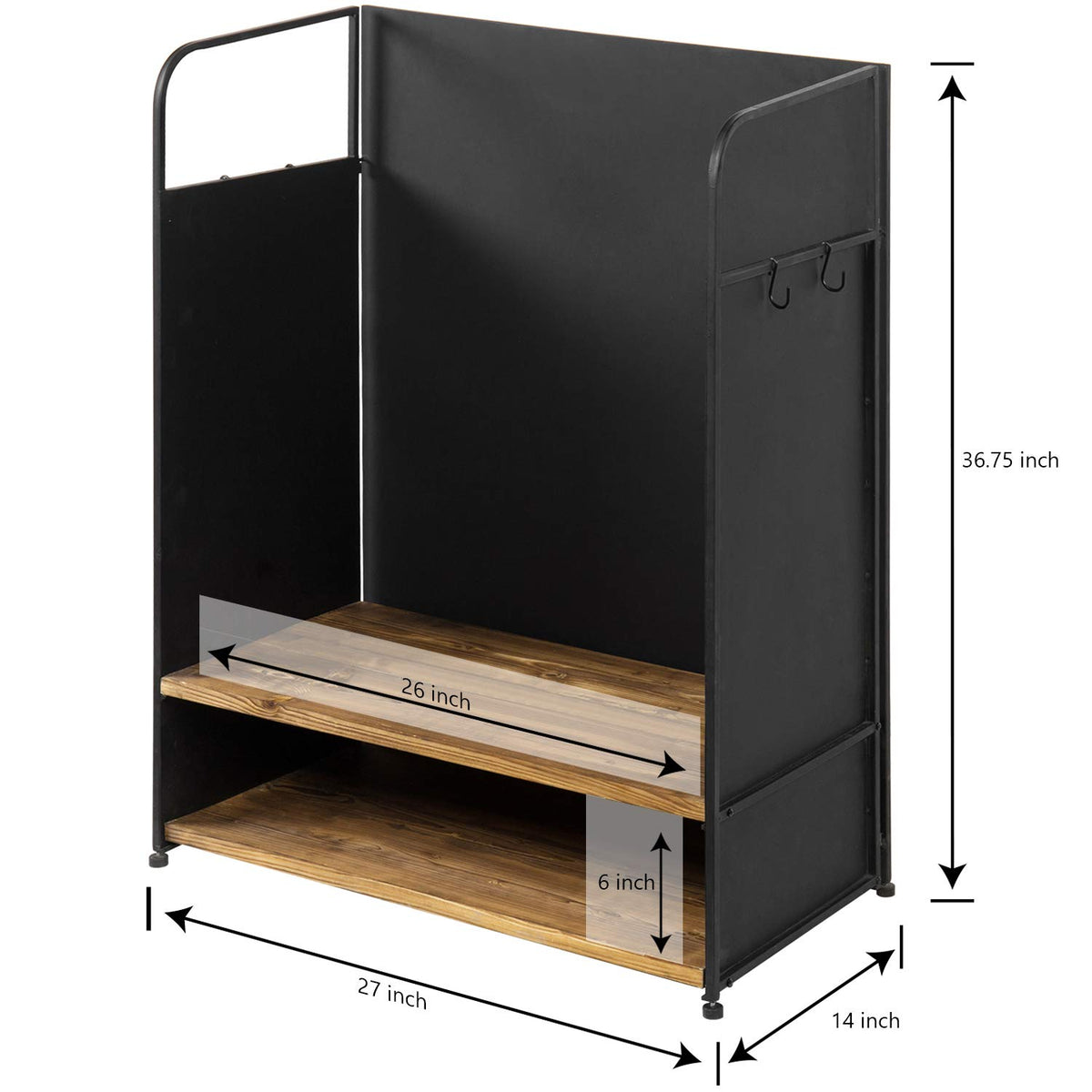 Sturdy matte black metal frame of MyGift golf bag rack for a modern look