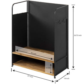 Sturdy matte black metal frame of MyGift golf bag rack for a modern look