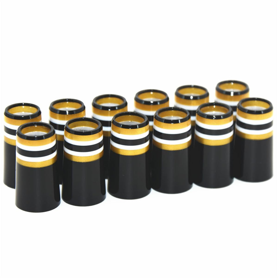 Mykepoda golf iron ferrules striped gold-white-black for a stylish, snug fit.