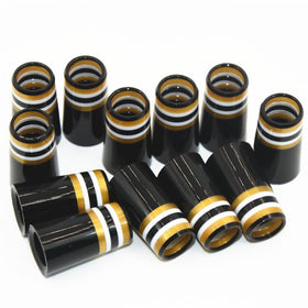 Premium striped ferrules elevate club aesthetics and perceived quality on contact.
