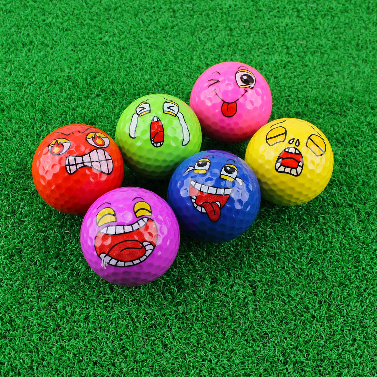 MYKUJA funny golf balls blue face for practice and fun