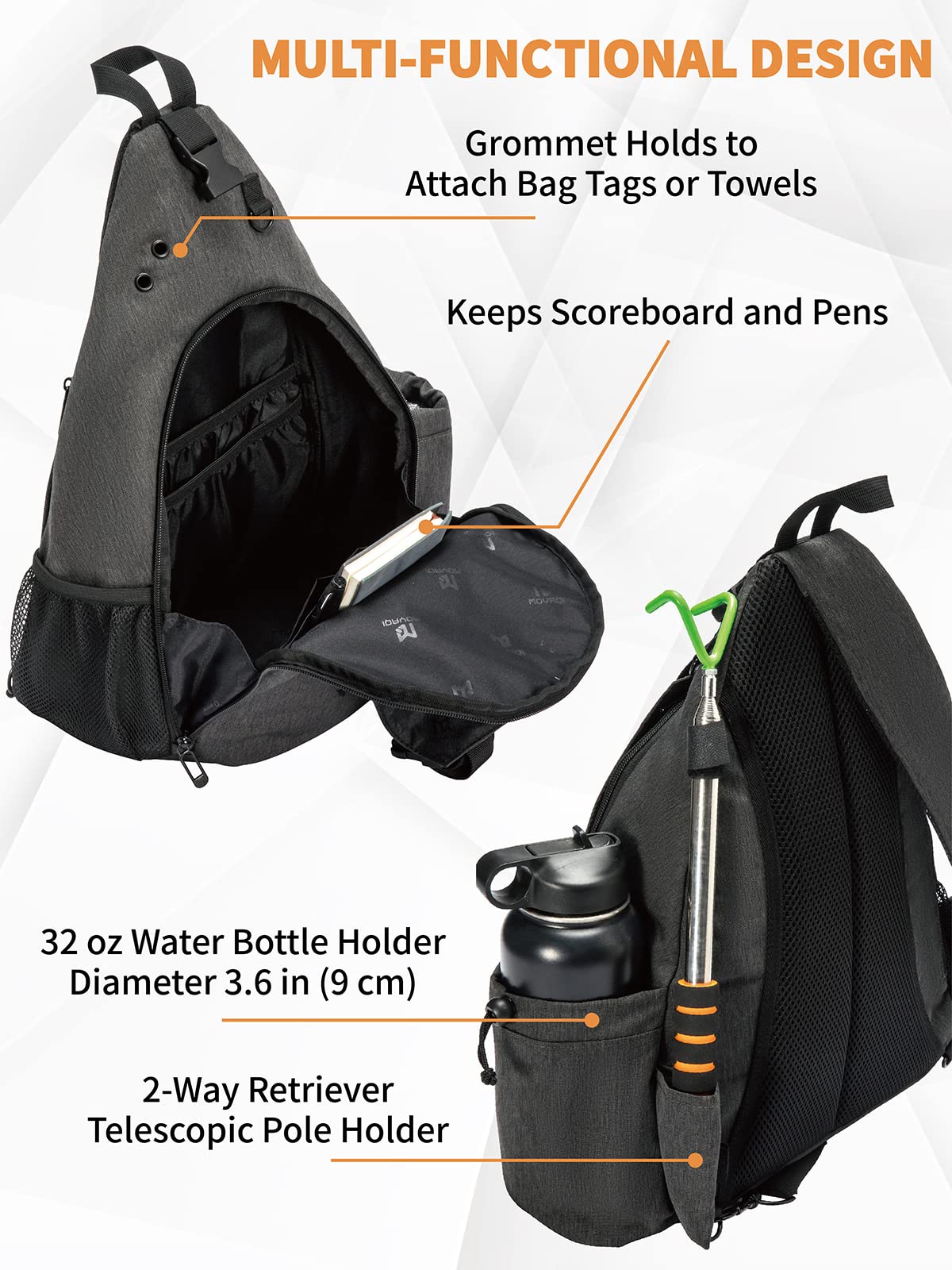 MYQ MOYAQI bag gray padded adjustable strap for comfortable carry