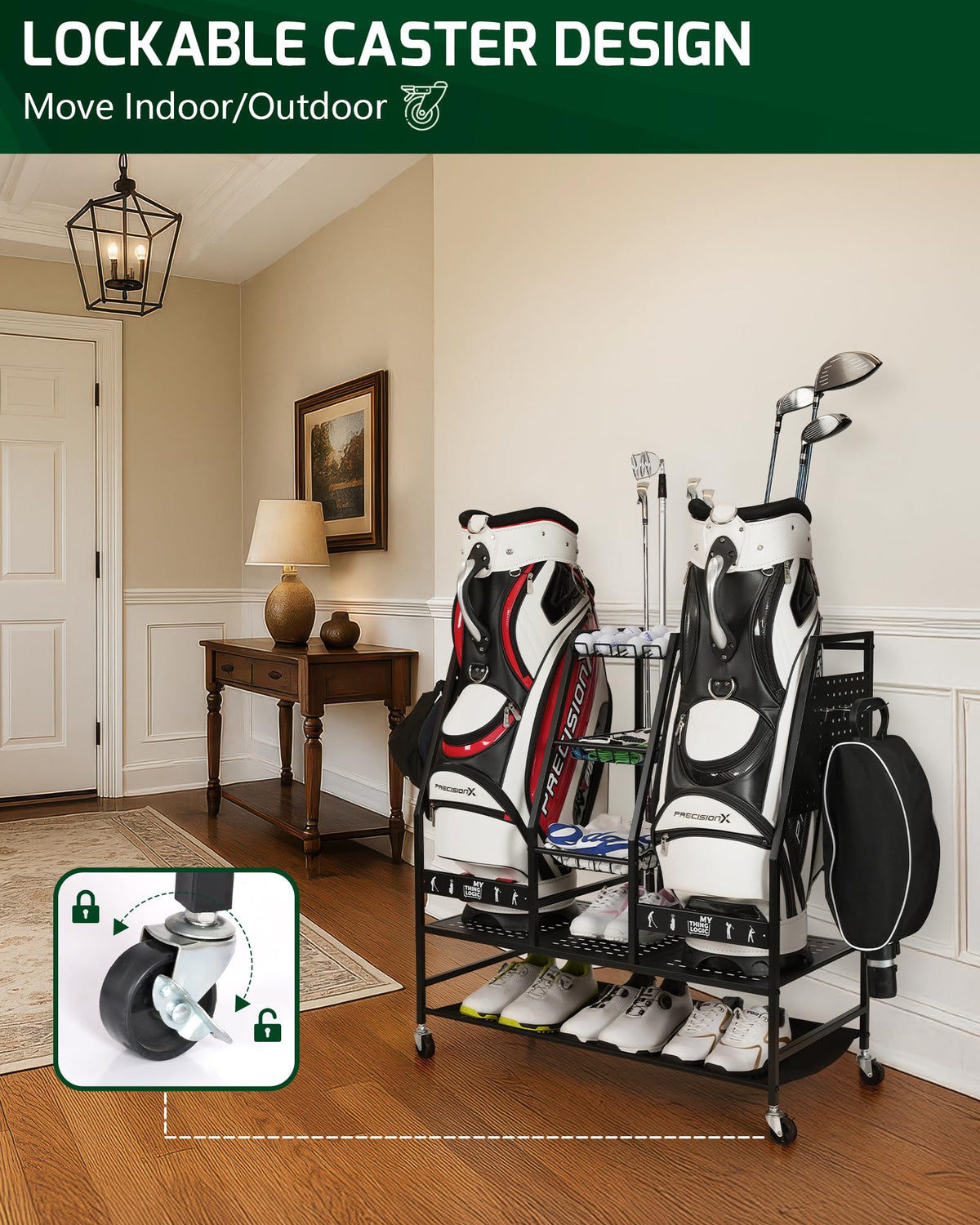 Mythinglogic balls and club compartment for quick access to essentials