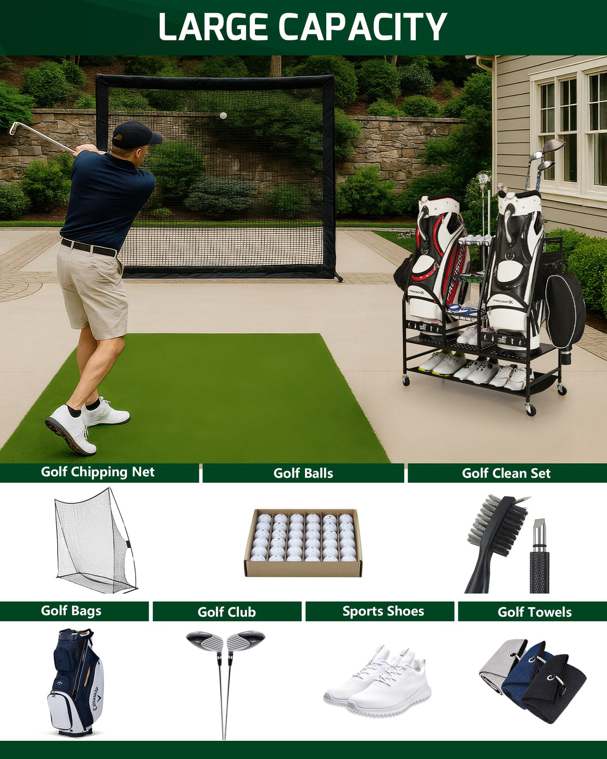 Mythinglogic golf bag stand providing stable support for various bag sizes