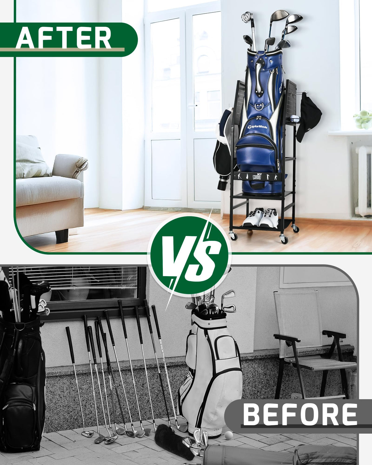 Mythinglogic golf club accessories hanging hooks in action