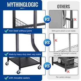 Mythinglogic golf rack dimensions show compact footprint for standard bag storage