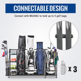 Mythinglogic golf rack highlights sturdy steel construction for durable club protection