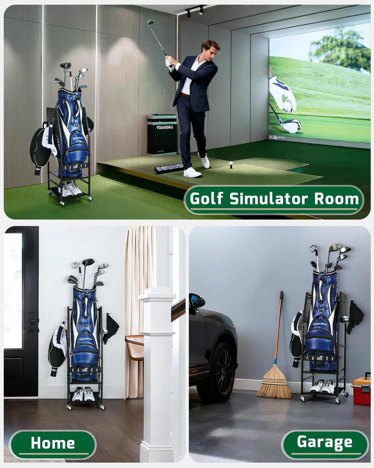 Mythinglogic golf organizer with removable hooks for tidy clubs and accessories