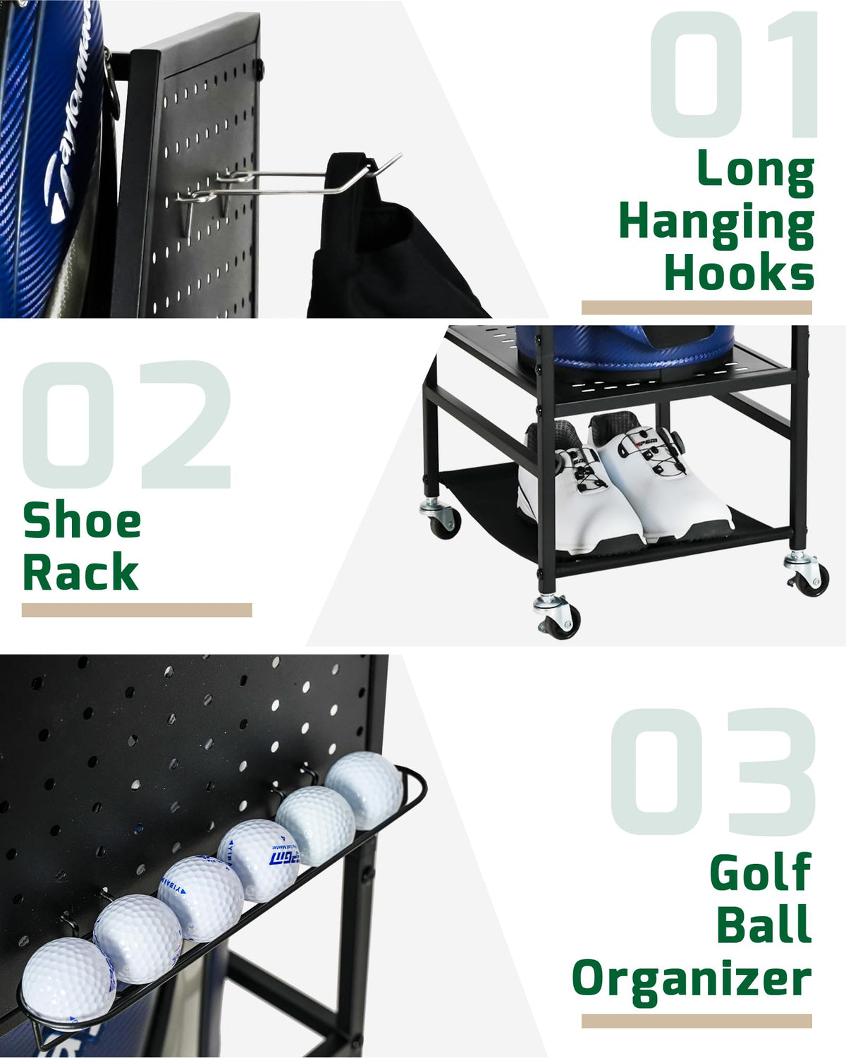 Mythinglogic side golf ball display keeping balls within reach during practice