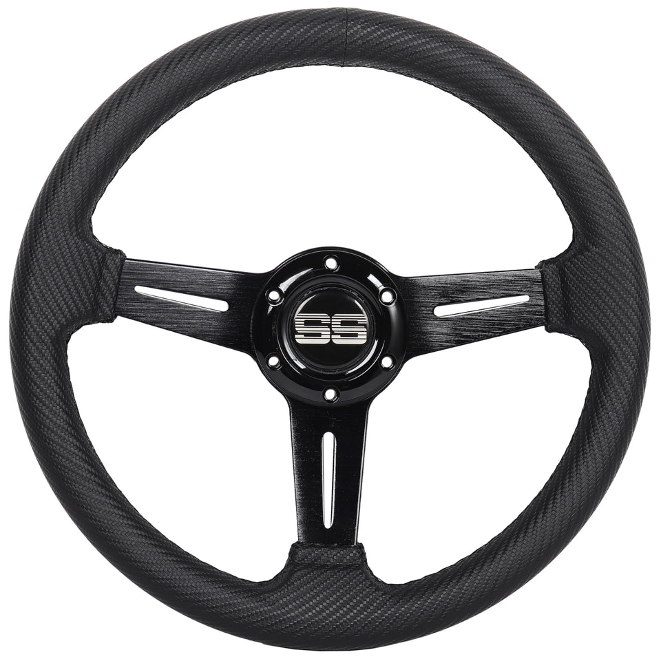 N2MU 13-inch universal steering wheel with ergonomic grip for comfortable long drives.