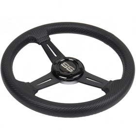 N2MU 13-inch steering wheel fits EZGO, Club Car and Yamaha with adapter.