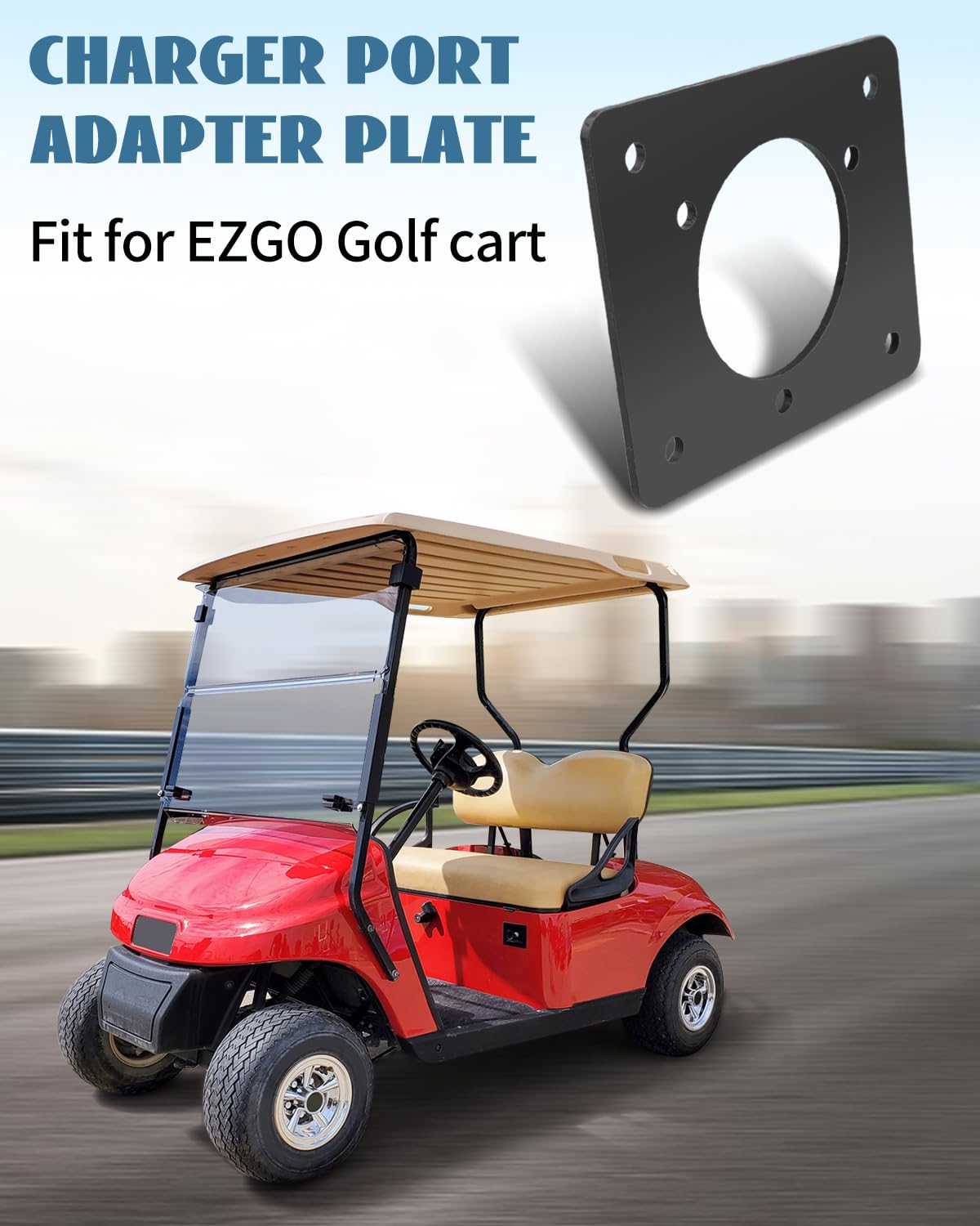 Nahntaipy EZGO 36V adapter plate side view stabilizes the charging port.