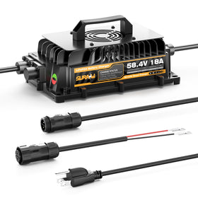 Nasdzao Suraziki charger front view powering 48V LiFePO4 packs safely.