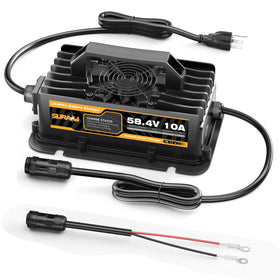 Nasdzao Suraziki 58V-10A charger front view, robust build for reliable charging