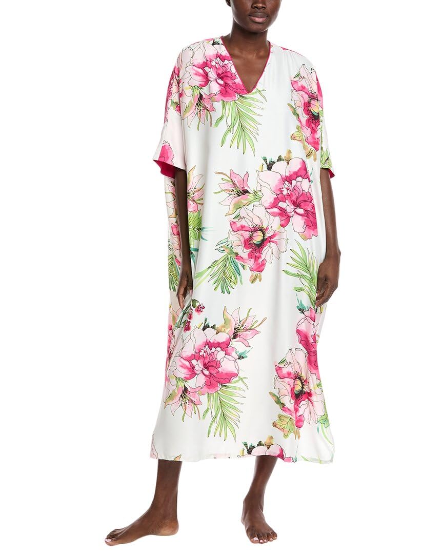 Natori Sonomi wedge caftan front view; wrinkle-resistant and travel-ready.