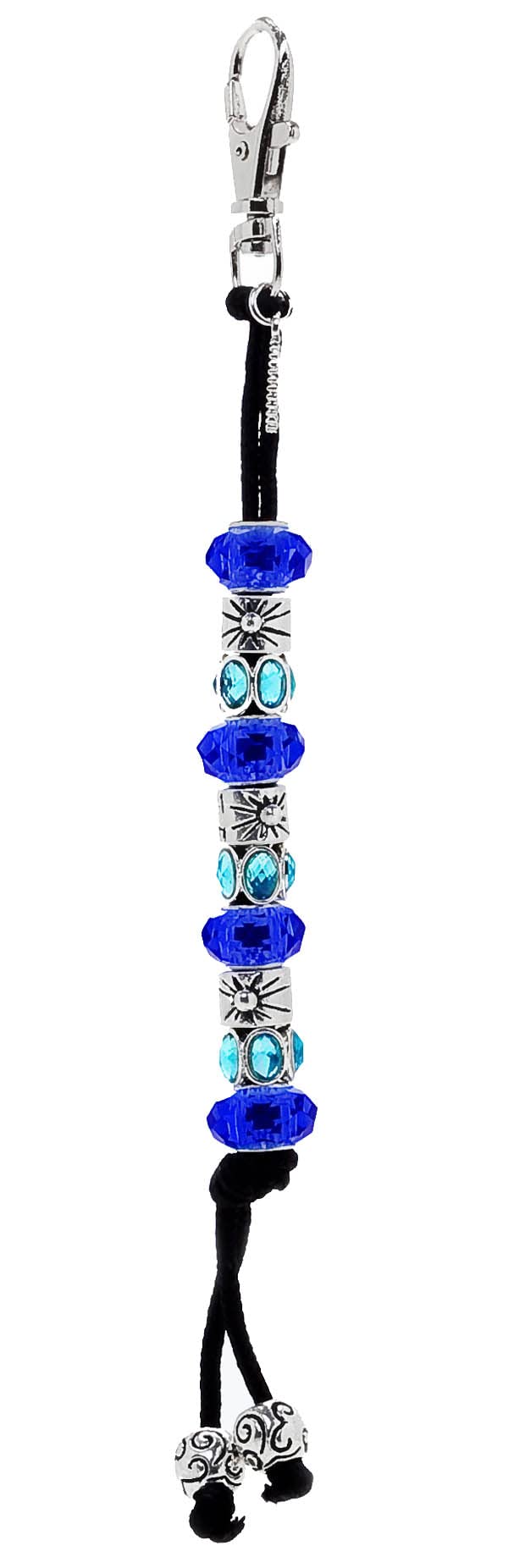 NAVIKA blue crystal bead golf stroke counter attached to belt clip for quick scorekeeping