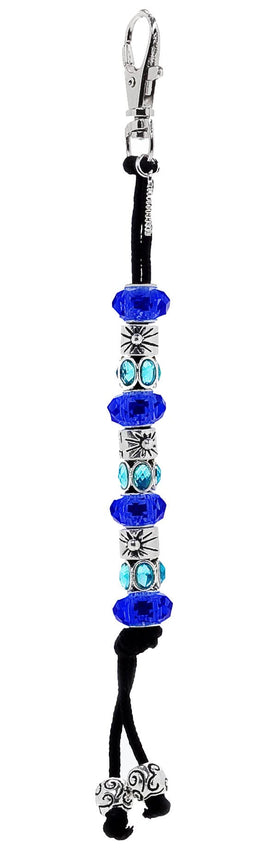 NAVIKA blue crystal bead golf stroke counter attached to belt clip for quick scorekeeping