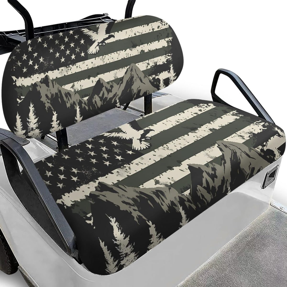NDISTIN American Flag front seat cover enhances comfort and style on your golf cart.