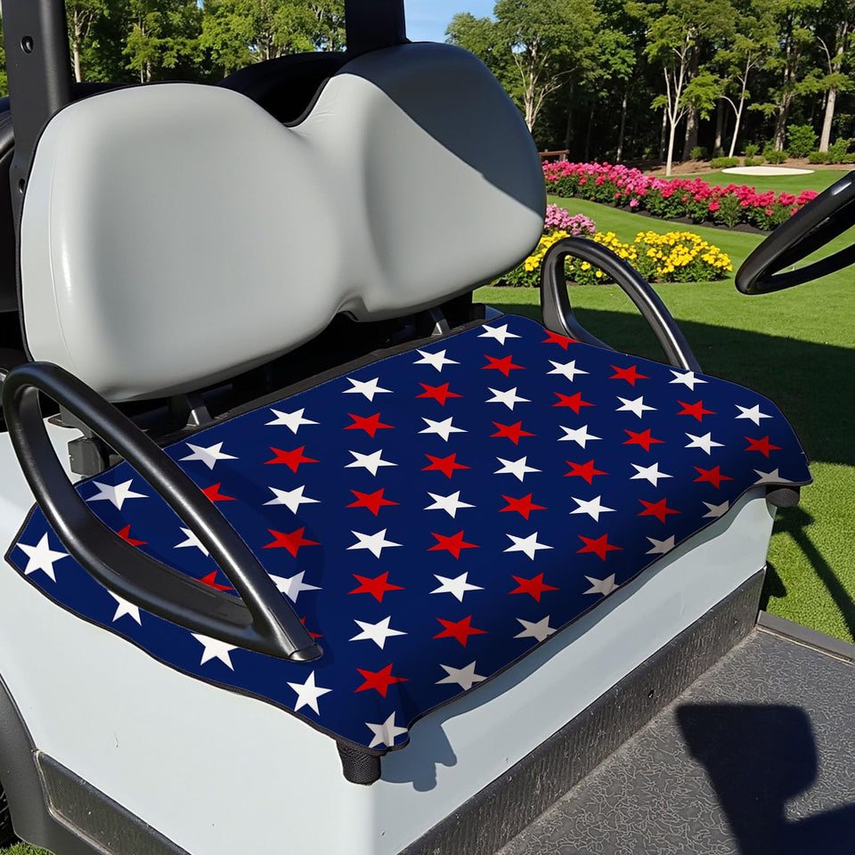 Neapth American flag golf cart seat cover for Club Car with durable patriotic styling.