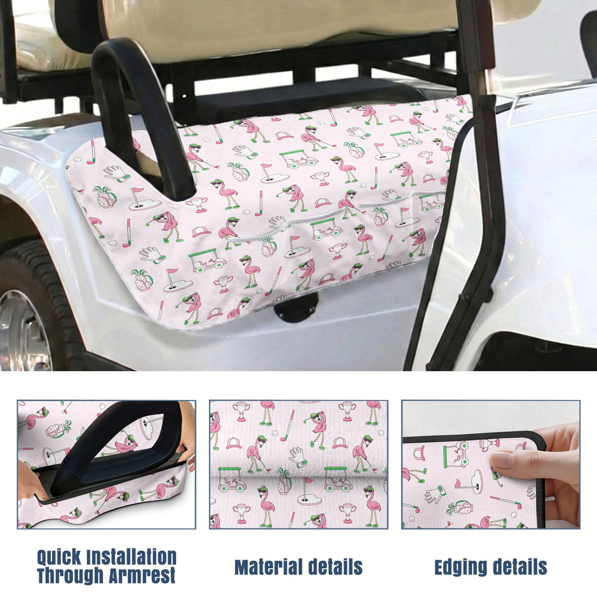 Neapth precision-cut armrest holes enable tool-free, snug installation.