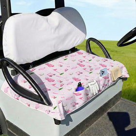 Neapth pink golf cart seat cover with universal fit protects seats and adds color.